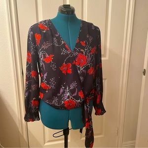 Dark Blue Silk Madewell wrap top